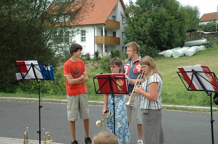 Die Posaunisten vor dem Gottesdienst